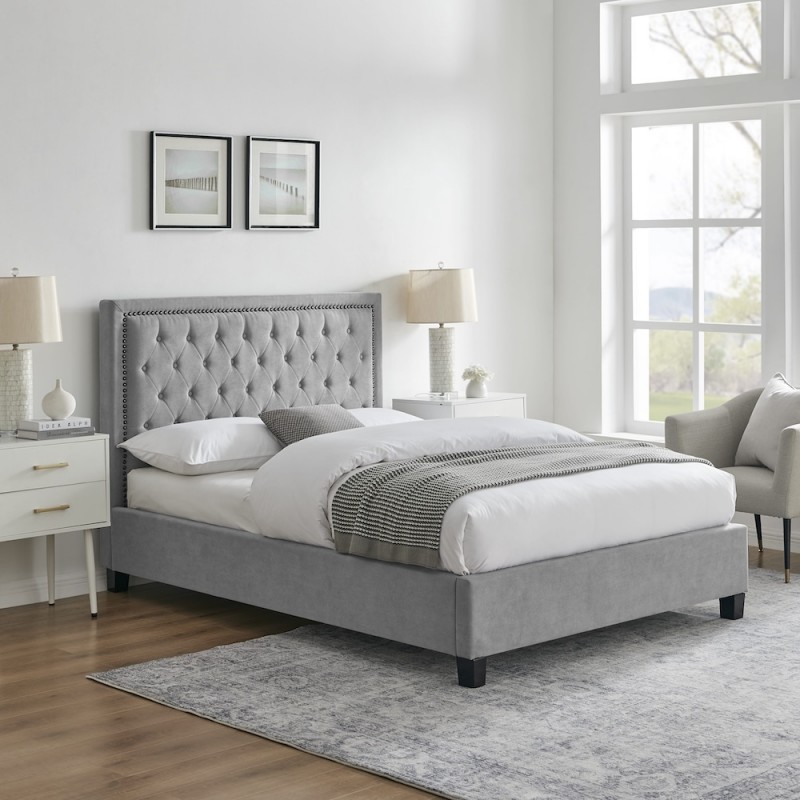 LL Rhea Light Grey 4ft6 Double Bed Frame